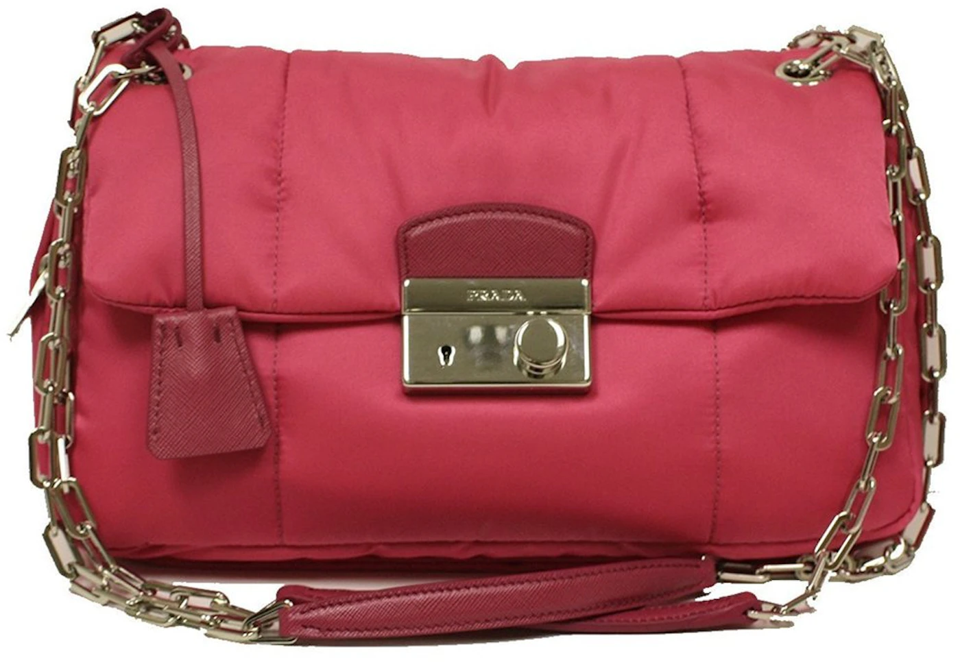 Prada Pink Leather Pattina Shoulder Bag
