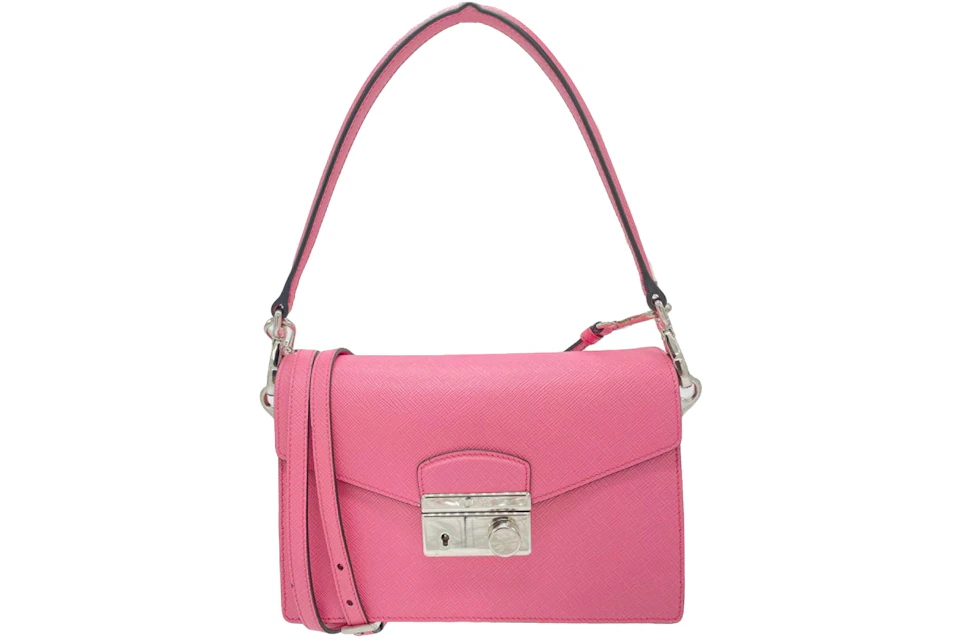 Avonturier Groenteboer Defecte Prada Pattina Saffiano Leather Mini Bag Pink in Leather with Silver-tone -  US