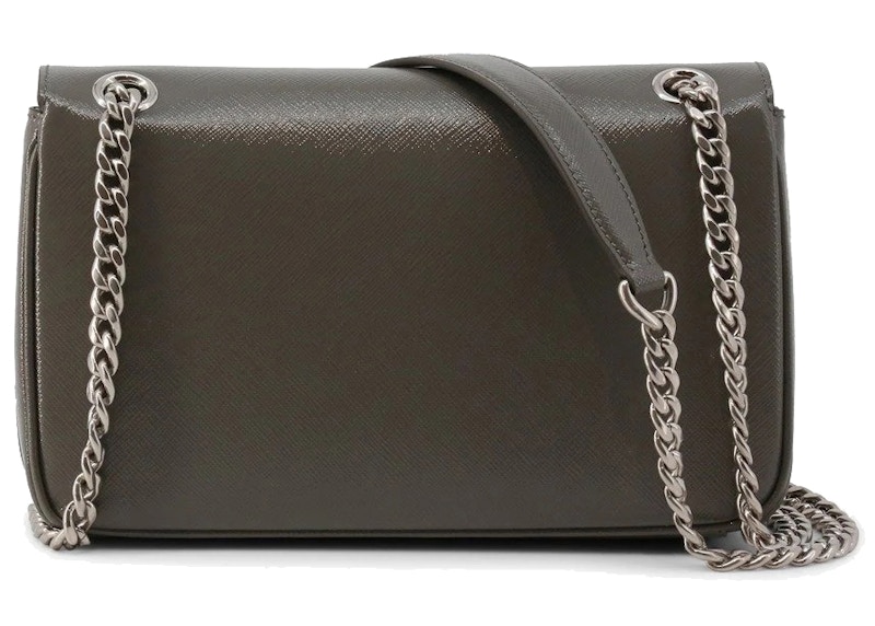 Prada Pattina Shoulder Bag Small Marble in Leather with Silver