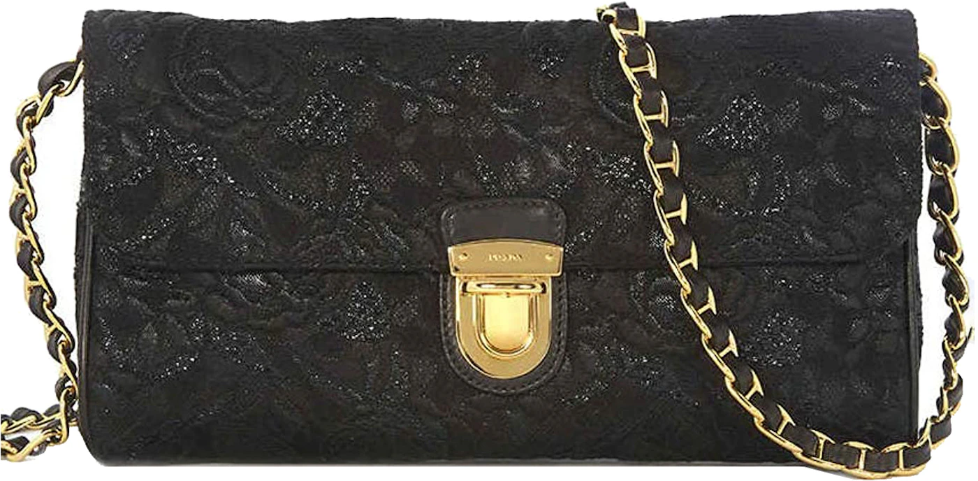 Prada Pattina Tessutto Lurex Shoulder Bag Small Black in Nylon with ...