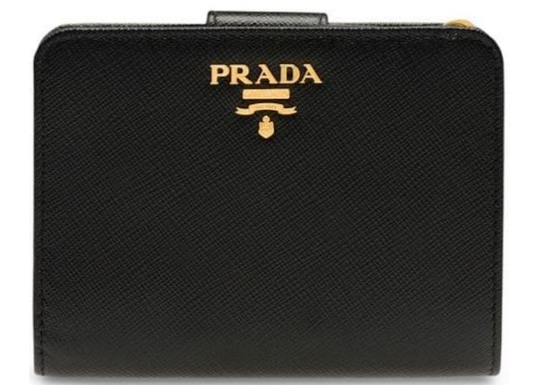Pre-owned Prada Plain Folding Wallet Small Black
