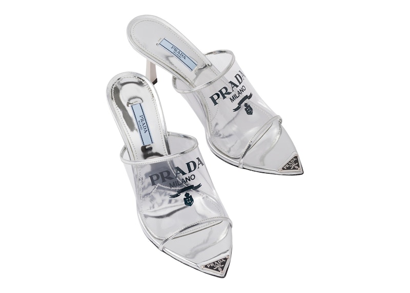 Silver on sale prada heels