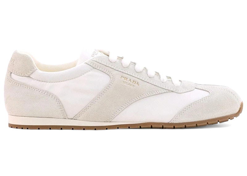 Men's Prada Prax Nylon and Suede Sneakers in White