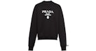 Prada Printed Cotton Fleece Crewneck Sweatshirt Black