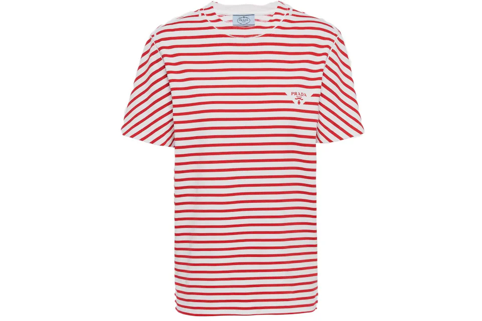 Prada Printed Interlock Stripe T-shirt White/Red - SS22 - US