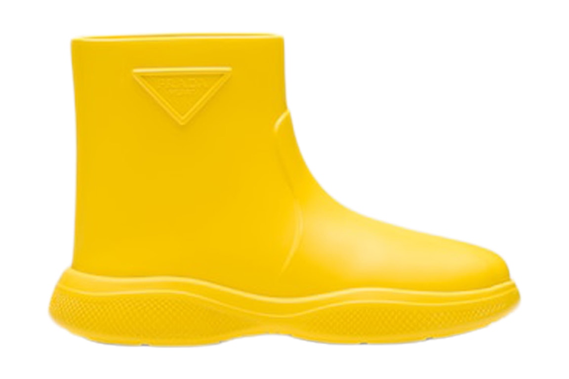 Pre-owned Prada Pull-on Rain Booties Sunny Yellow Rubber