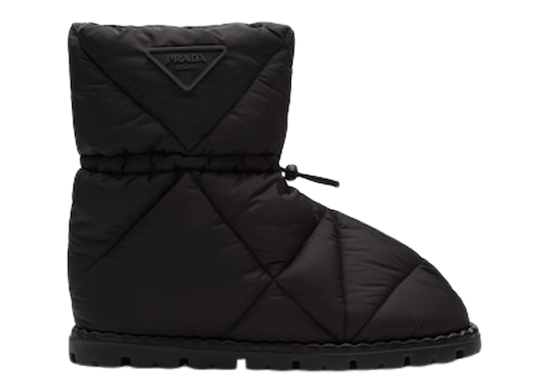 Pre-owned Prada Quilted Booties Black Nylon