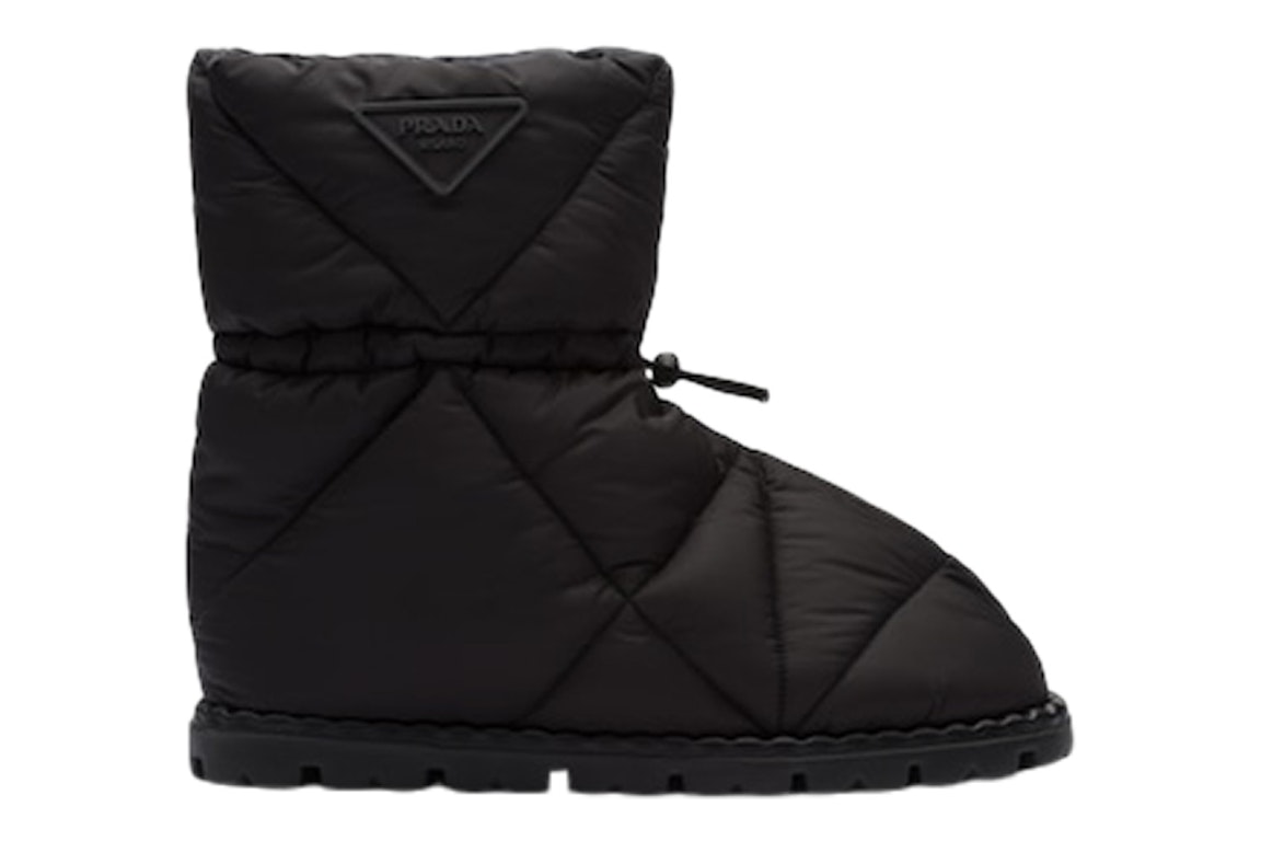 Pre-owned Prada Quilted Booties Black Nylon