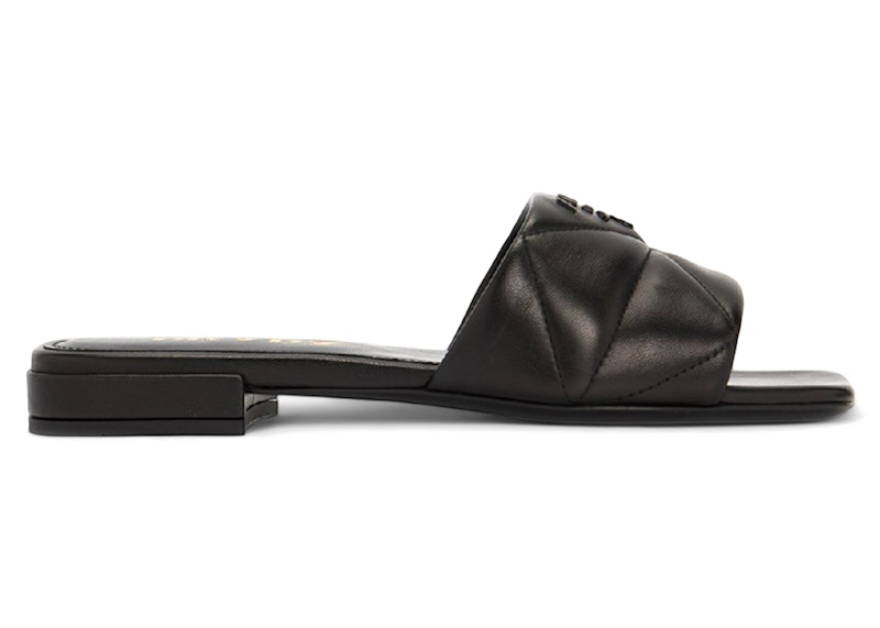 Pre-owned Prada Quilted Nappa Leather Slippers (women's) Sneakers In Black