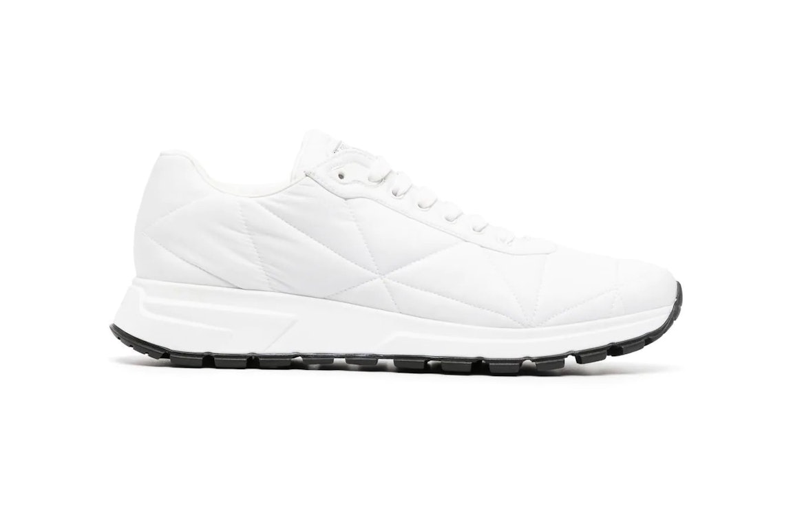 Pre-owned Prada Quilted Nylon Sneakers White In White/black