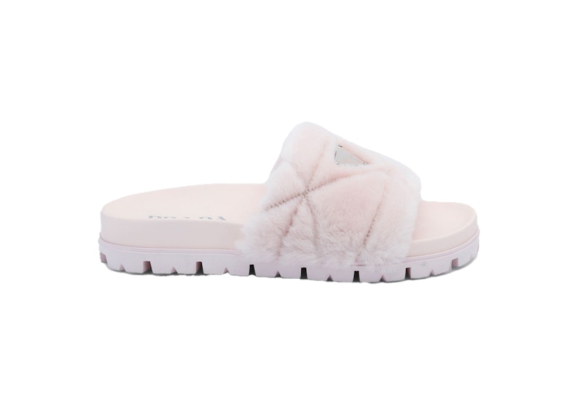 Pink prada discount fur slides