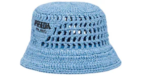 Prada Raffia Bucket Hat Light Blue