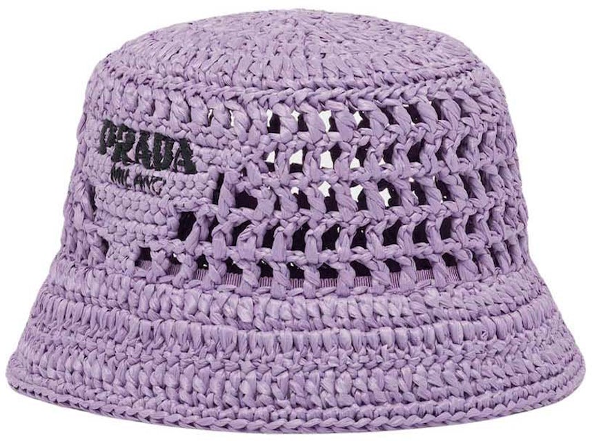 Prada Women's Logo Raffia Bucket Hat