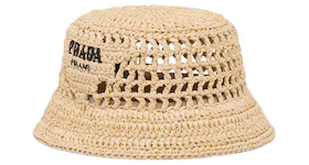 Prada Raffia Bucket Hat Natural