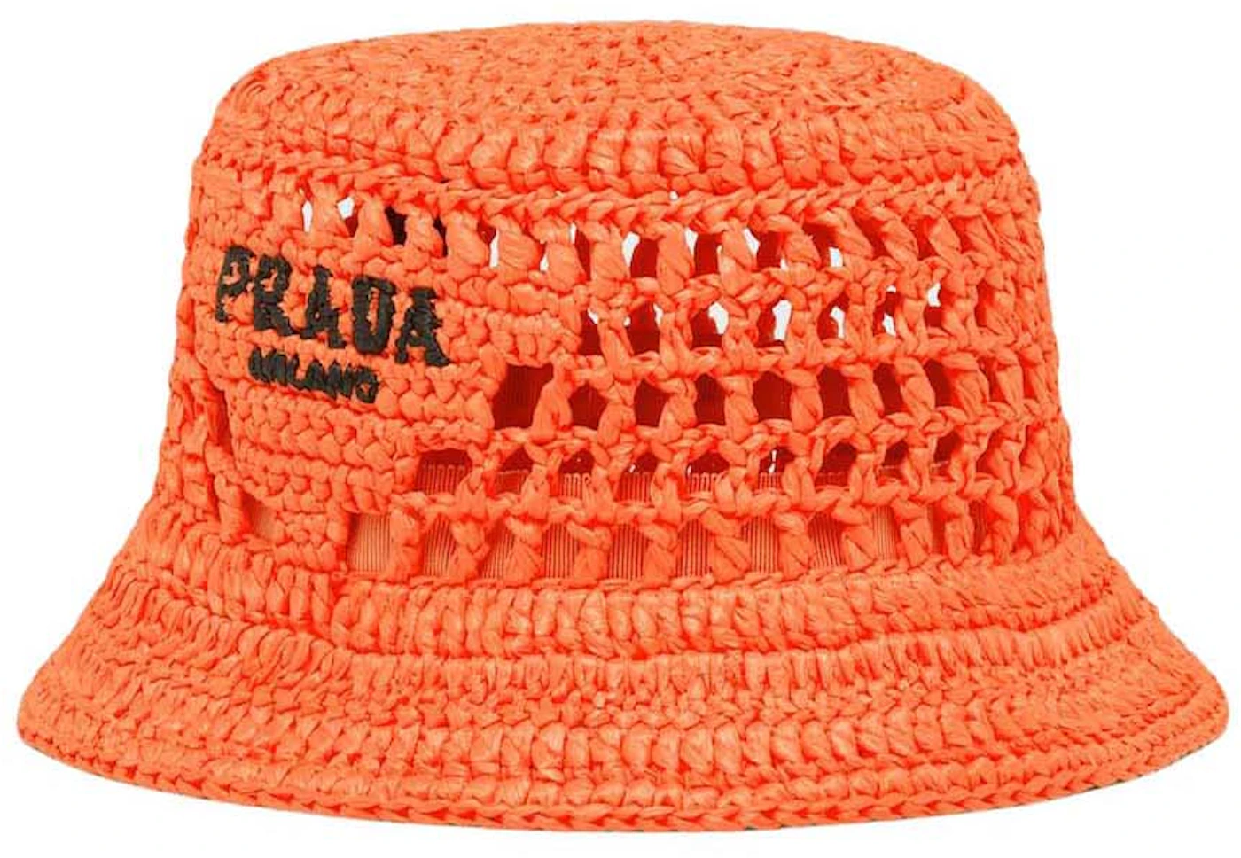 Prada Raffia Bucket Hat Orange in Raffia - US