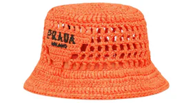 Prada Raffia Bucket Hat Orange