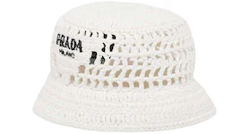 Prada Raffia Bucket Hat White