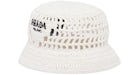 Prada Raffia Bucket Hat White