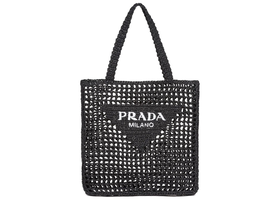 Pre-owned Prada Raffia Tote Bag Black