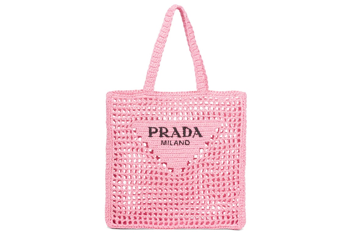 Pre-owned Prada Raffia Tote Bag Petal Pink