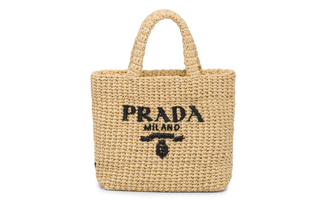 Pre-owned Prada Raffia Tote Bag Small Tan