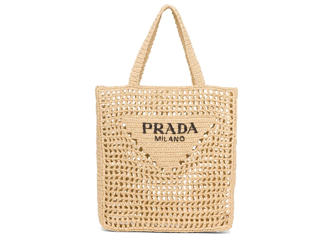 Pre-owned Prada Raffia Tote Bag Tan