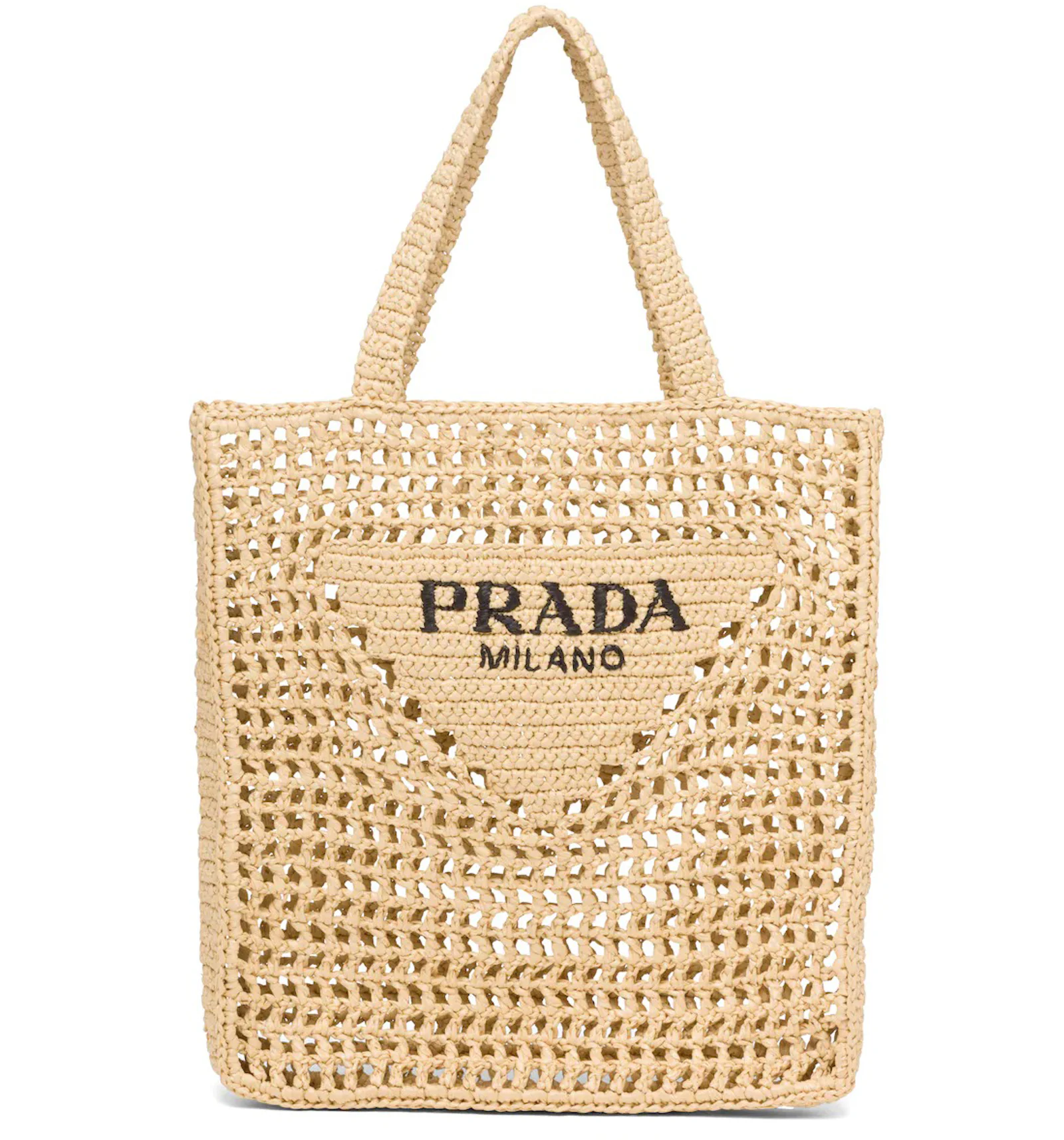 Prada raffia tote bag tan Outlet