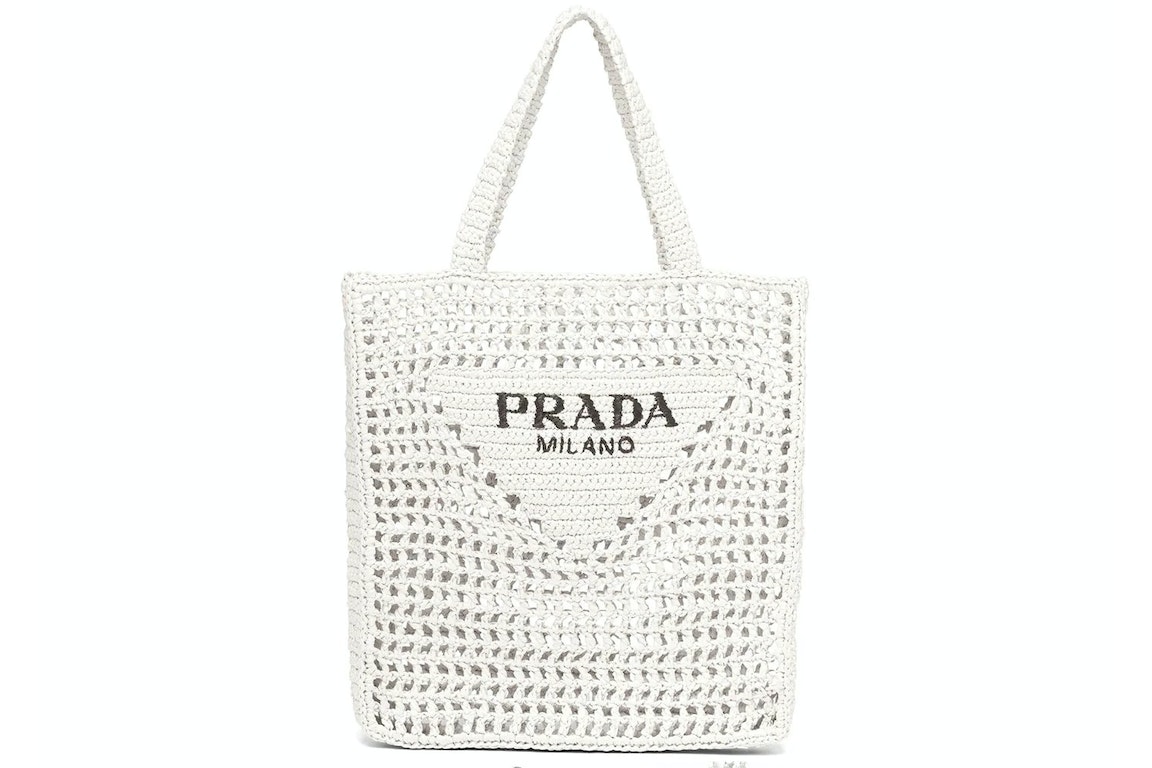 Pre-owned Prada Raffia Tote Bag White