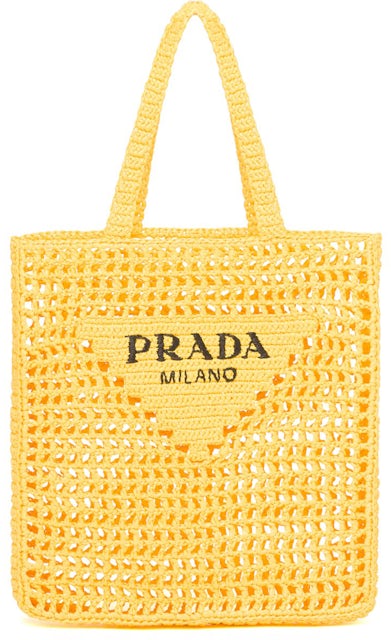 Shop Prada Small Raffia Tote Bag