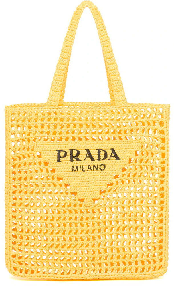 Prada raffia tote bag Milano. Orange, Black, White, Yellow, Tan, Petal  Pink. 