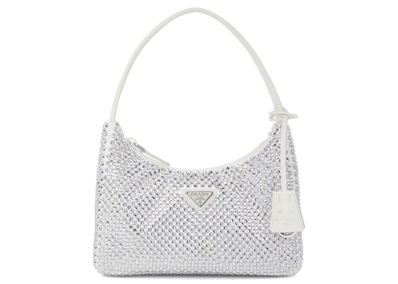 Prada Re-Edition 2000 Crystal Mini Bag White in SATIN/SYNTHETIC