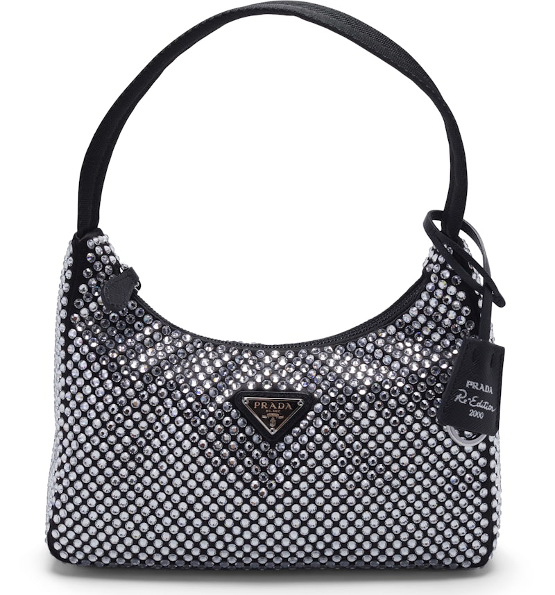 Prada Re-Edition 2000 Crystal Mini Bag Black in SATIN/SYNTHETIC