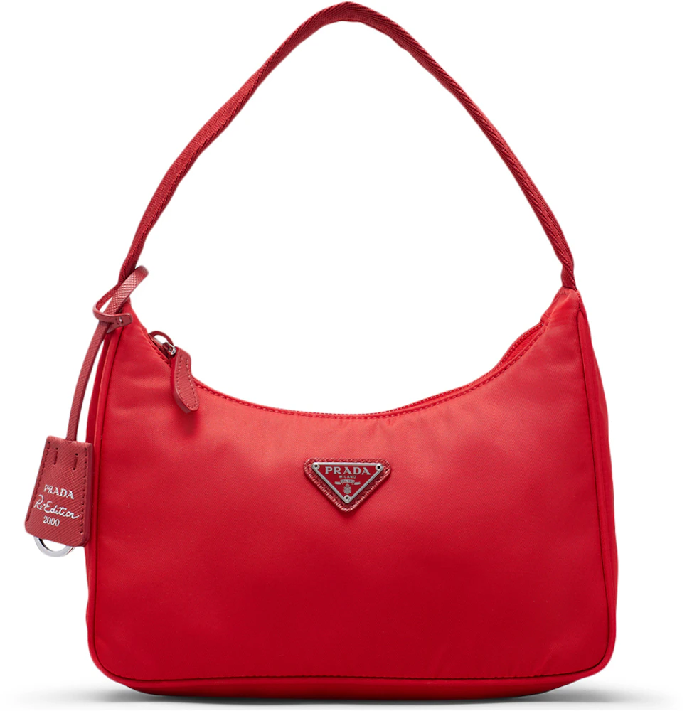Prada Re-Edition 2005 Shoulder Bag Nylon Black/Red in Nylon with  Silver-tone - US