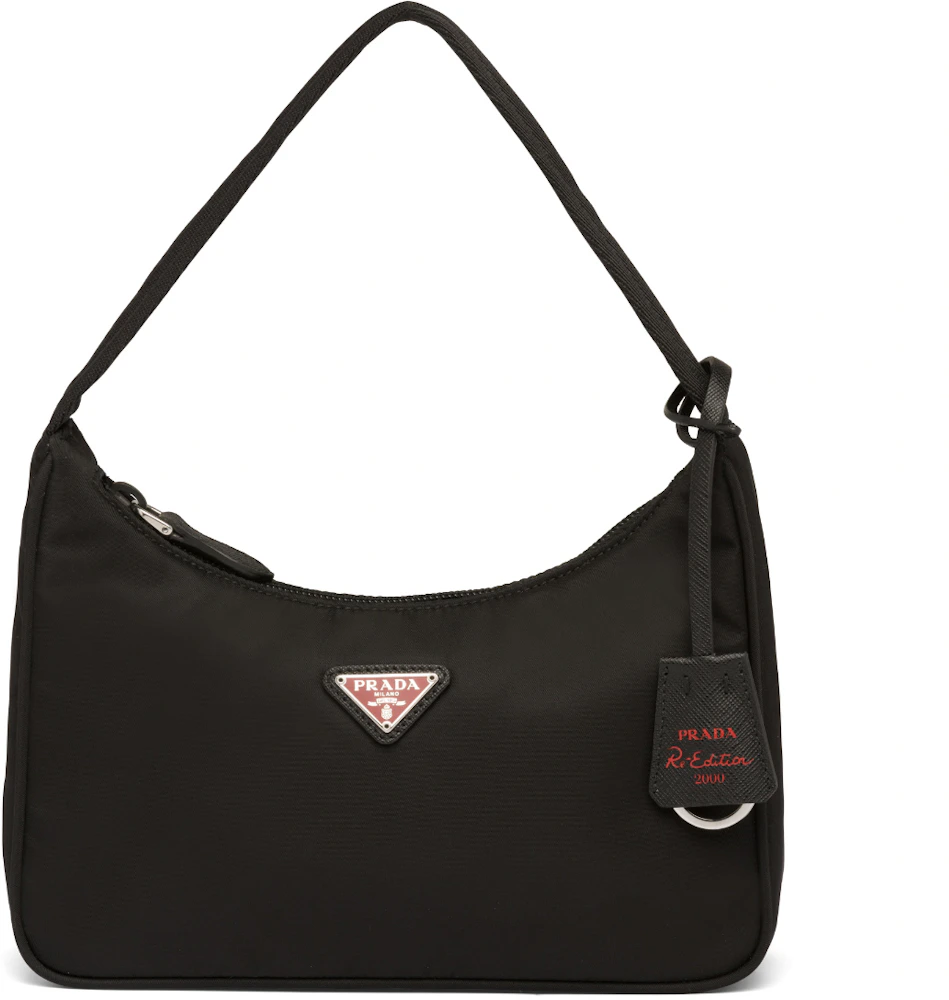 Prada Re-Edition 2000 Nylon Bag Mini Black/Red in Nylon with Silver-tone -  US