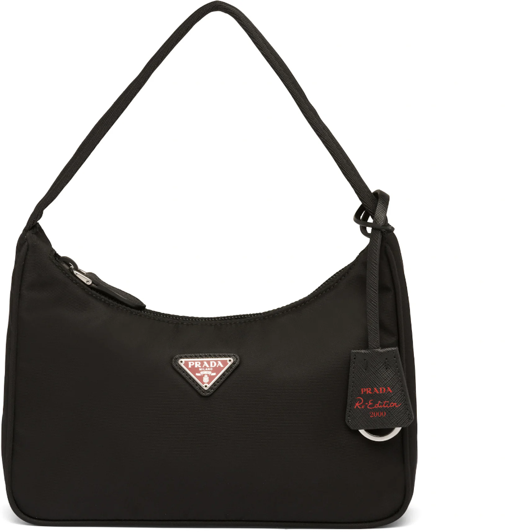Prada Re-Edition 2000 Nylon Bag Mini Black/Red in Nylon with Silver ...