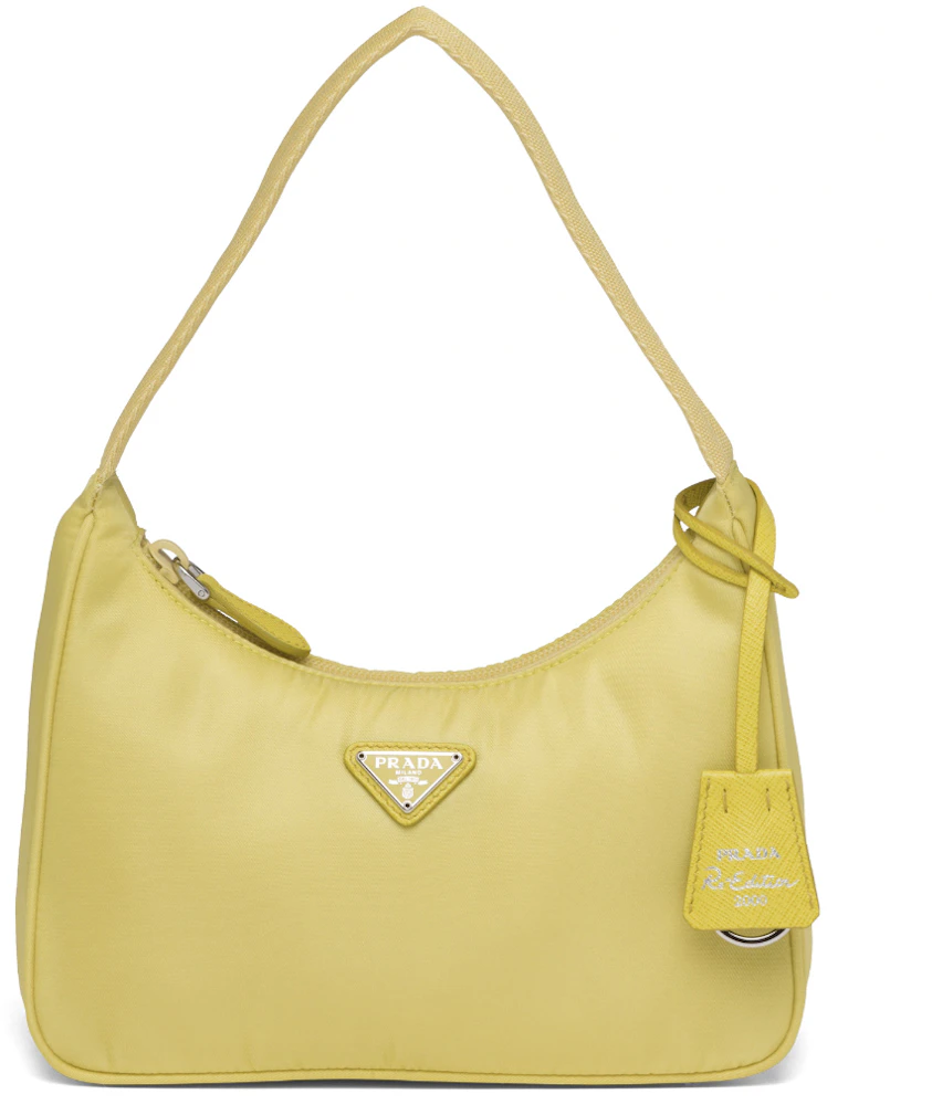 PRADA Vintage Logo Mini Shoulder Bag Pochette Yellow Gold Nylon