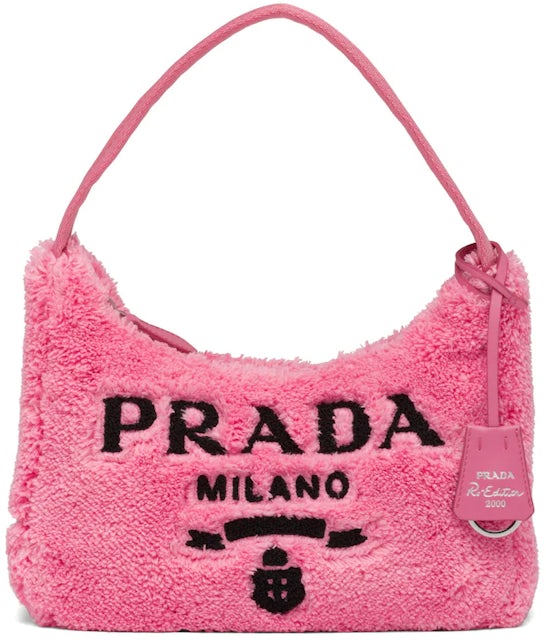Prada Re-Edition 2000 Terry Mini Bag Petal Pink/Black in Soft Terry - US