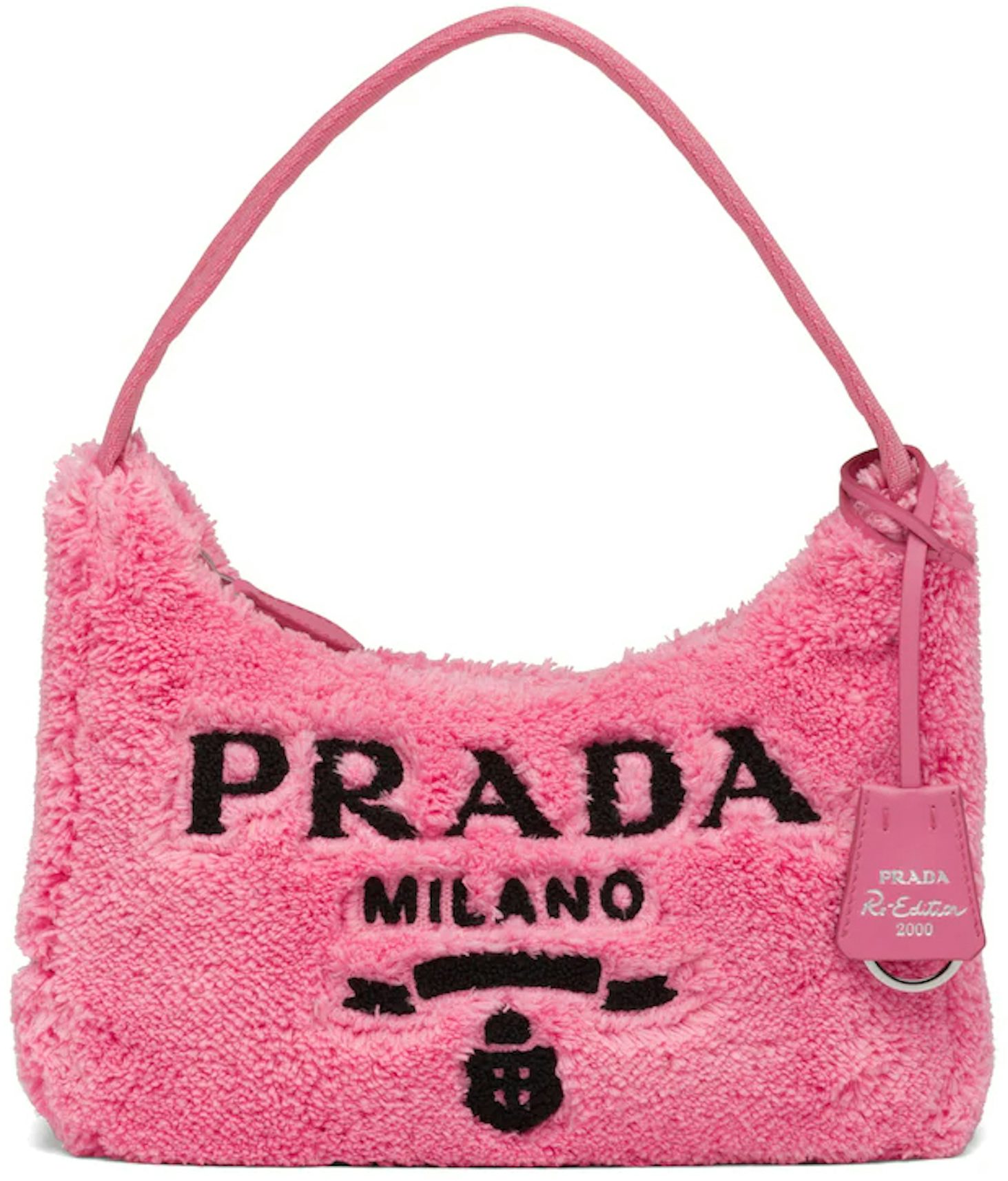 Prada Re-Edition 2000 Terry Mini Bag Petal Pink/Black in Soft