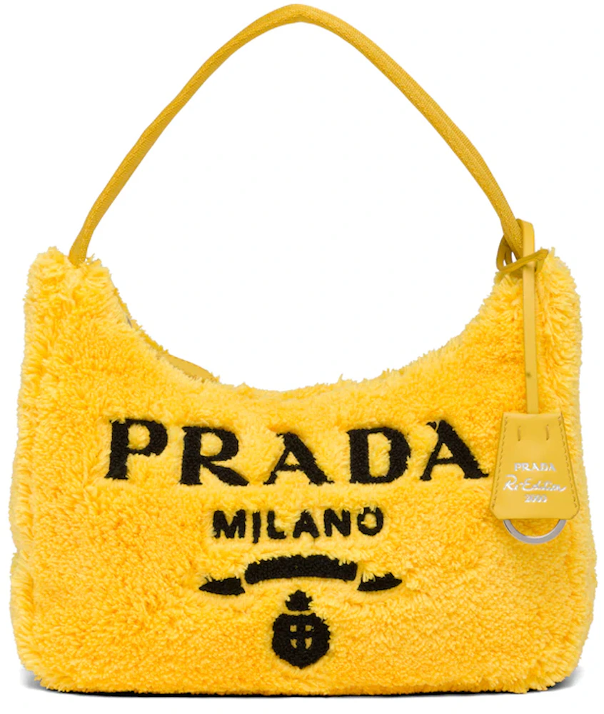 Prada Re-Edition 2000 Terry Mini Bag Yellow/Black in Soft Terry - US