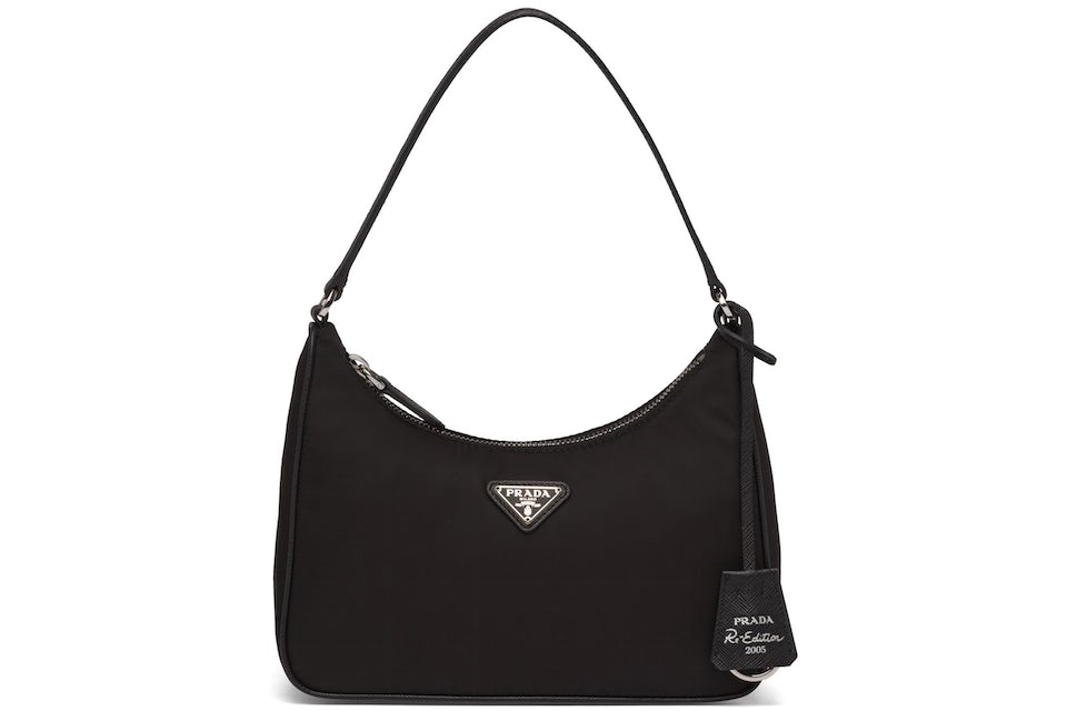 Prada Re-Edition 2005 Mini Bag Nylon Saffiano Leather Strap Black in Nylon/Saffiano  Leather with Silver-tone - US
