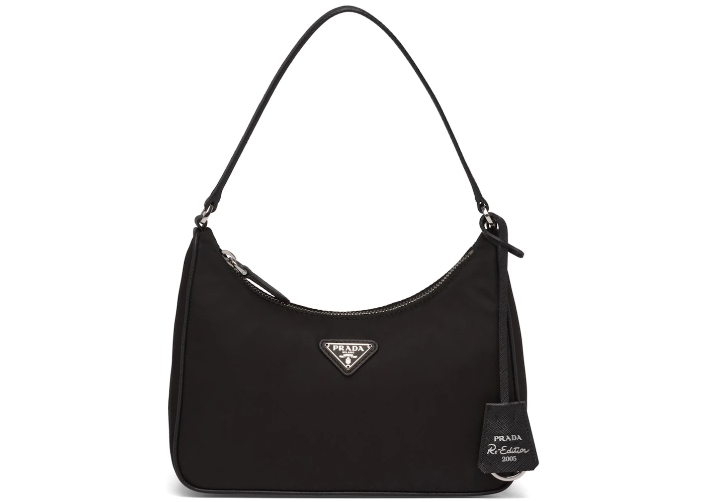 Prada Re-Edition 2005 Mini Bag Nylon Saffiano Leather Strap Black in  Nylon/Saffiano Leather with Silver-tone - US