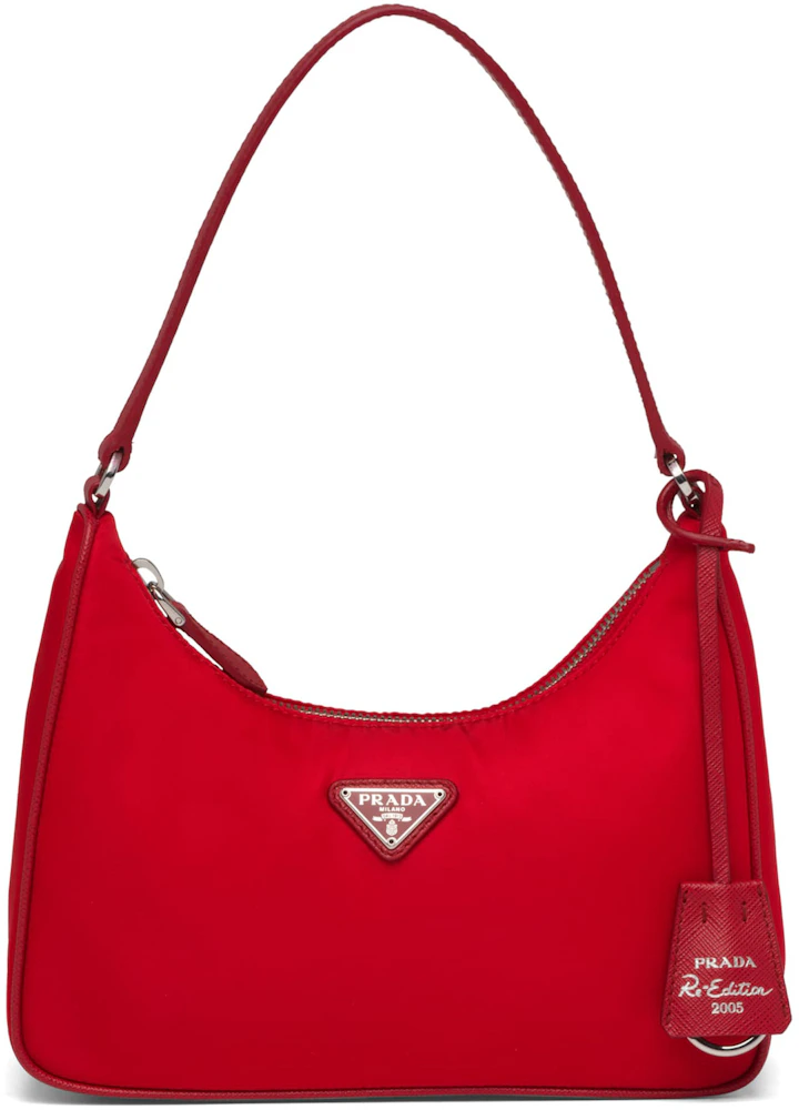 Prada Re-Edition 2005 Mini Bag Nylon Saffiano Leather Strap Red in  Nylon/Saffiano Leather with Silver-tone - US