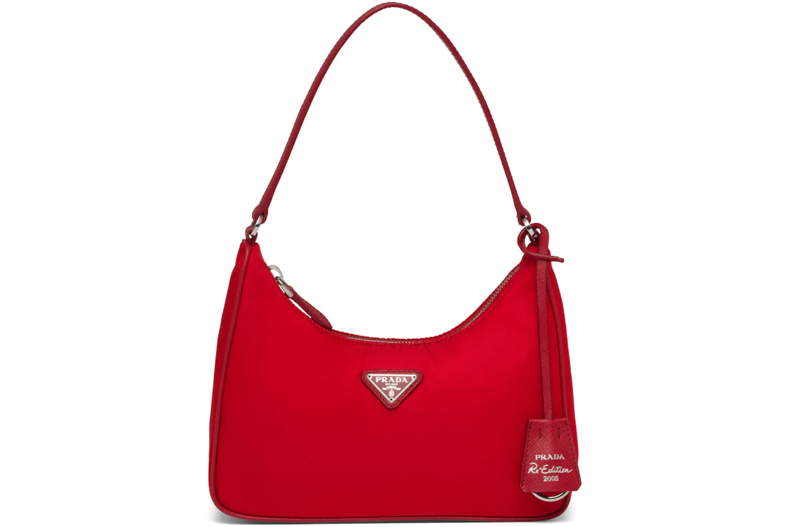 Prada Re-Edition 2005 Mini Bag Nylon Saffiano Leather Strap Red