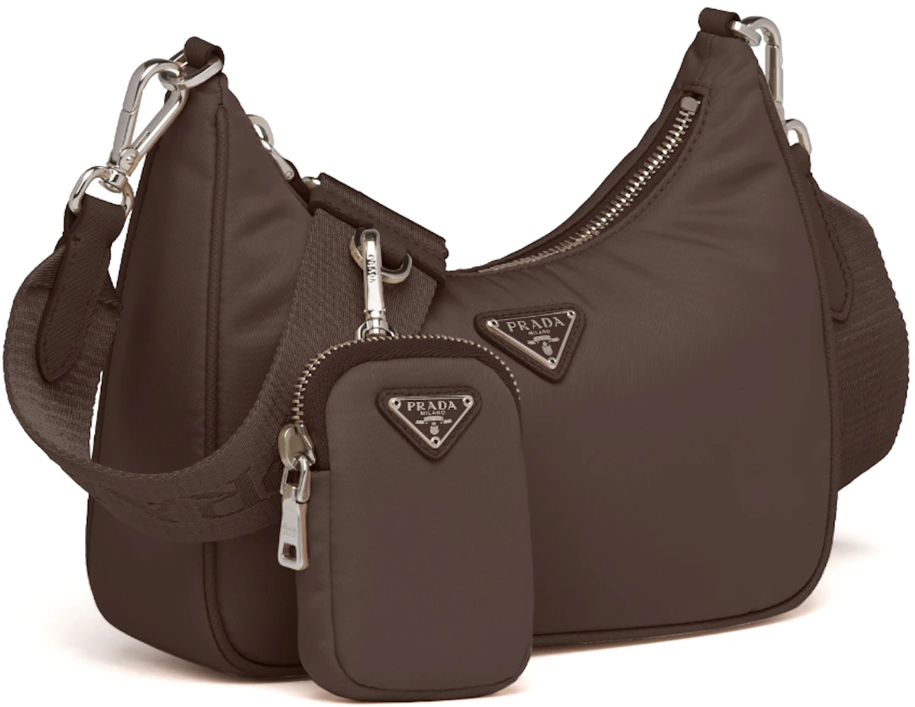 Prada, Bags, Prada Nylon Minipochette Handbag Dark Brown