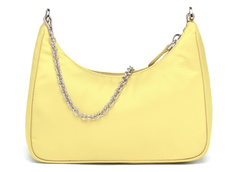 Prada ReEdition 2005 Nylon Bag Lemon Yellow in Nylon with Silvertone US
