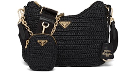 Prada Re-Edition 2005 Raffia Bag Black
