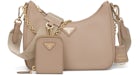 Prada Re-Edition 2005 Saffiano Leather Bag Cameo Beige