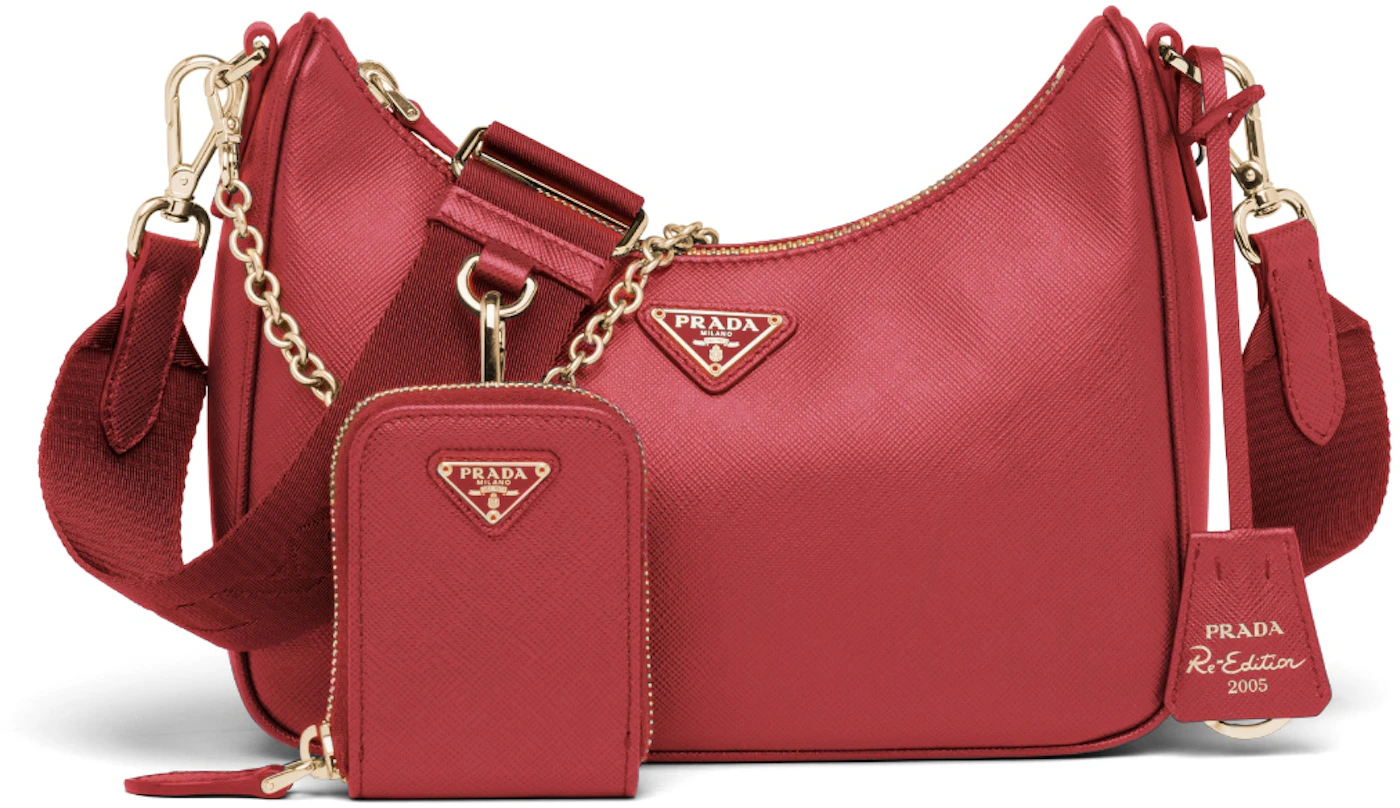 Prada Re-Edition 2005 Shoulder Bag Saffiano Leather Small Red 2206481