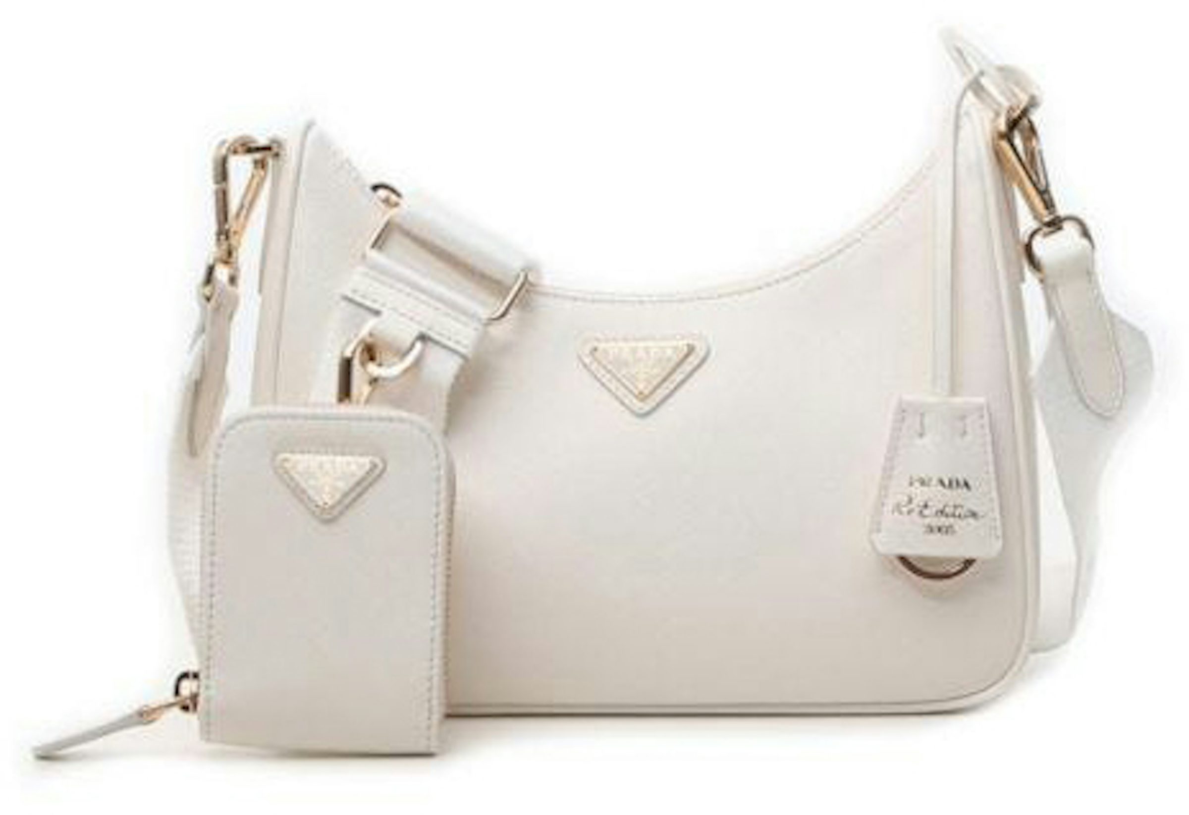 Prada Re-Edition 2005 Saffiano Leather Shoulder Bag White in