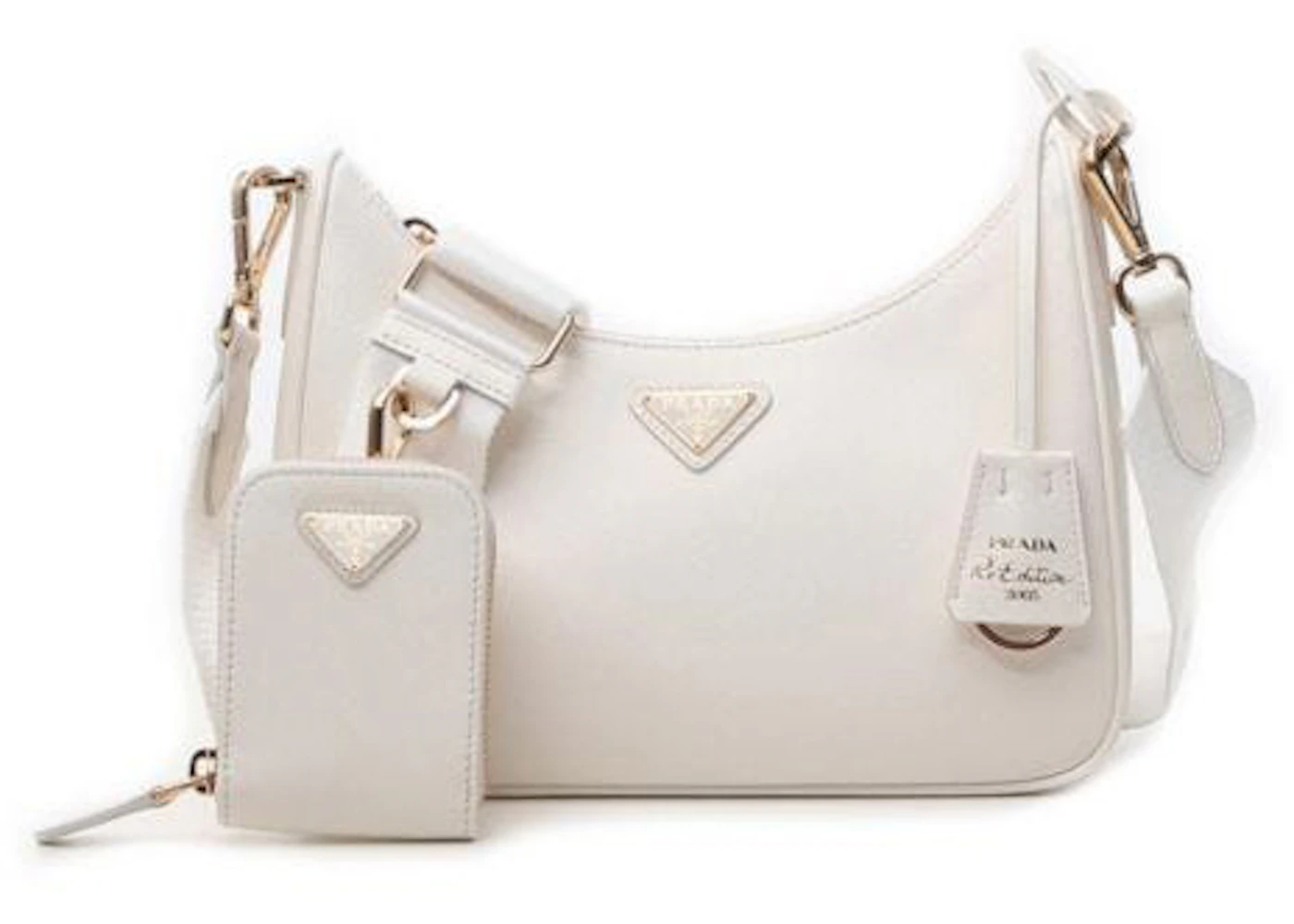 Prada Re-Edition 2005 Saffiano Leather Shoulder Bag White